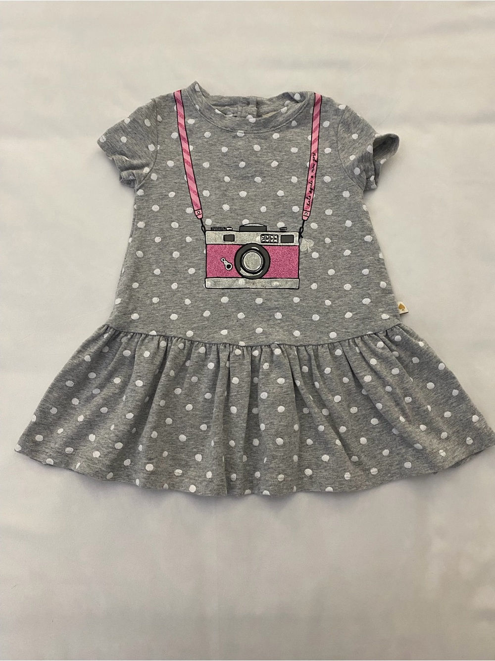Kate Spade Gray Polka Dot Camera Dress - 18 Months